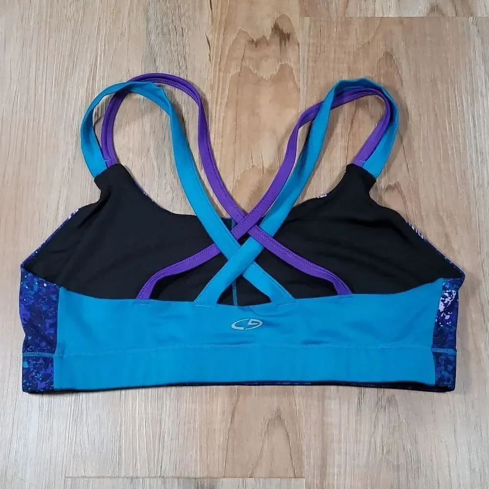💜Champion Purple and Teal Athletic Bra Medium